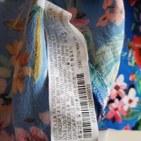 Zara floral top with band neck with stripe sleeve XS - Picture 8 of 8